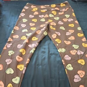 LuLaRoe Anti Valentine's Day Leggings with Candy Hearts